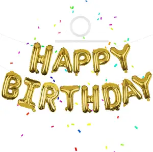 Aufblasbare wieder verwendbare umwelt freundliche Spaß 3D Gold Schriftzug Alles Gute zum Geburtstag Folie Buchstaben Banner für Party Dekor und Event Dekorationen f