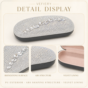 VEFIERY Estuche para gafas de sol cuadrado con diamantes de imitación, estuche brillante para gafas, caja de almacenamiento de viaje, regalo duro para mujeres y hombres - Product Image 5