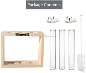 Station de propagation murale en verre, vase moderne pour bourgeons de fleurs sur support en bois, terrarium de table avec 3 tubes à essai - Product Image 5