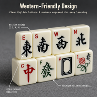 Mini jeu de Mahjong 30 mm, portable pour les voyages, jeu de tuiles chinoises pour la famille, le camping, le dortoir, avec tuiles jaunes ivoire et boîte