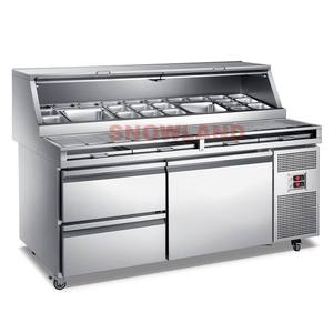 Nouvelle table de préparation de <span class=keywords><strong>pizza</strong></span> commerciale en acier inoxydable de style Domino, réfrigérateur pour <span class=keywords><strong>pizza</strong></span>, fabrication de pizzas - Product Image 3