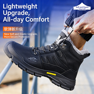Bottes de sécurité d'hiver noires pour hommes en gros d'usine - Chaussures de travail confortables anti-choc, anti-perforation et résistantes à l'usure avec embout en acier - Product Image 3