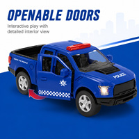 Camionnette de patrouille de police en métal moulé sous pression 1:32 personnalisée OEM, avec fonction de recul, son et lumière, jouet de collection premium