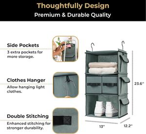 3-Shelf Collapsible Hanging Closet Organizer Space-Saving Fabric Storage for Clothes and <b>Shoes</b> - Product Image 2