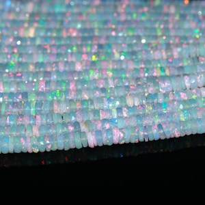 Perles d'opale éthiopienne : brin de perles Heishi facettées de 6 mm pour la création de bijoux - Product Image 1