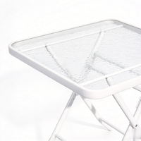 Nouvelle conception de table carrée en verre ondulé pliable pour l'extérieur, portable, durable, imperméable, en verre trempé
