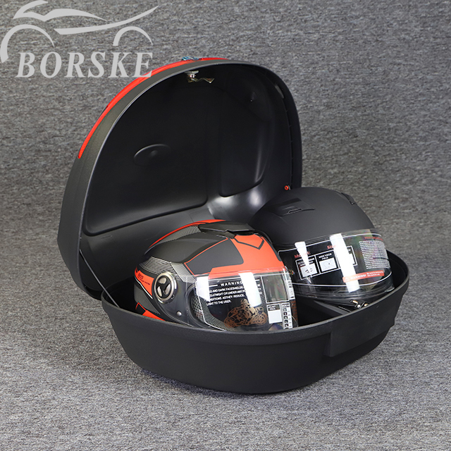 Top Case Moto 48L Noir Mat Dim lumière rouge Touring Bagage Coffer evec Dossier Fermeture