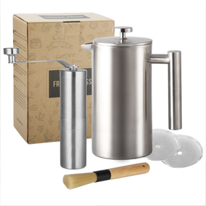 Thép Không Gỉ 600Ml Pháp Báo Chí Cà Phê <span class=keywords><strong>Maker</strong></span> Set Cổ Điển Hướng Dẫn Sử Dụng Kim Loại Du Lịch Di Động Loại Cà Phê - Product Image 1