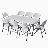 Table de repas rectangulaire pliable en plastique HDPE de 6 pieds, portable, pour événements en plein air dans la cour