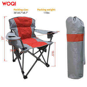 Chaise de camping pliable extra large Woqi Outdoor avec porte-gobelet, structure en acier robuste, rouge, 37x37x24,5 pouces - Product Image 1