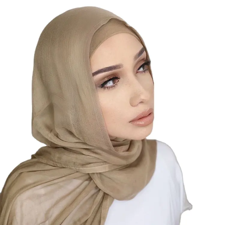 Breathable light weight soft Double stitching cotton rayon hijabviscose woven modal shawl muslim cotton rayon hijab scarves