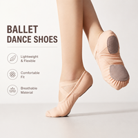 Chaussons de danse souples en toile personnalisables de haute qualité, à enfiler, professionnels, pour enfants et filles, doublure en coton rose, cuir véritable