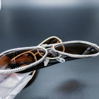 Lunettes de soleil en argent sterling glacé, monture en or, diamants vvs, moissanite