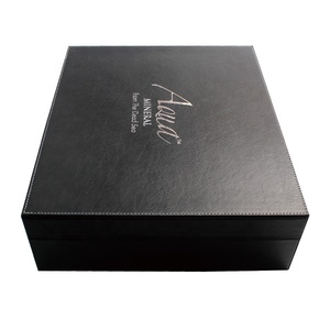 Hộp Gỗ <span class=keywords><strong>Mdf</strong></span> Bằng Da PU Màu Đen Chất Lượng Cao Mới Dành Cho Các Sản Phẩm Chăm Sóc Da Quà Tặng Sang Trọng - Product Image 4