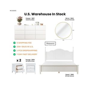 Modern White Bedroom Furniture Set Queen Bed with Storage Dresser Nightstands & <b>Mirror</b> for Apartment & Hotel Use - Product Image 1