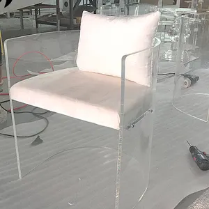 亚克力软垫椅天鹅绒现代豪华扶手椅透明家居家具客厅家具当代1套