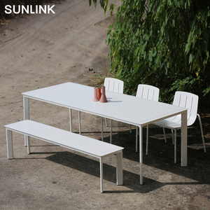 Venta al por mayor moderno al aire libre jardín patio comedor boda restaurante banquete Hotel ceremonia fiesta aluminio mesa y sillas conjunto - Product Image 2