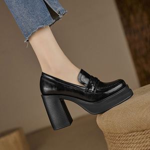 Cialisa Eleganti <span class=keywords><strong>Mocassini</strong></span> con Plateau 2025 Autunno Scarpe in Vera Pelle di Alta Qualità Punta Tonda Slip-On Tacchi Alti Chunky Nuovi Pump da <span class=keywords><strong>Donna</strong></span> - Product Image 2