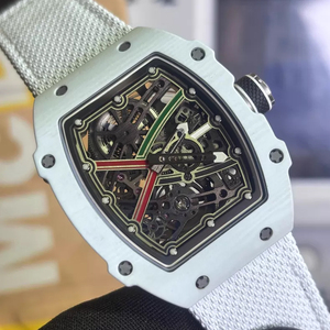 Reloj de pulsera ultrafino para hombre, <span class=keywords><strong>serie</strong></span> 6702, de lujo, blanco, de cerámica, con movimiento mecánico automático, esqueleto, forma de barril, informal, para negocios - Product Image 3