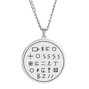 HLSS539 Letras hebreas Joyería Vintage Glifo Pictoglyph Stargate Logo Corte láser Talismán Amuleto Collar con colgante de acero inoxidable - Product Image 1