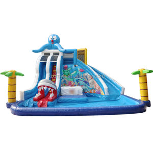 XIXI toboganes acuáticos grandes, juegos de agua de tierra inflable con piscina grande - Product Image 5