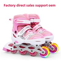 Patins à roulettes en PVC à quatre roues à flash unique, approvisionnement direct du fabricant, pour enfants, avec fermeture à lacets, adaptés aux débutants