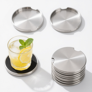 OEM de fábrica de encargo lote a granel al por mayor de metal de acero inoxidable bebida taza de té posavasos logotipo personalizado - Product Image 4