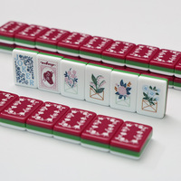 Tuiles de Mahjong en Acrylique Taizhou, style Américain/Européen-Américain, mini, à motif de petites fleurs violettes et blocs de couleur, finition patinée à la main, pour jeux d'échecs et de cartes