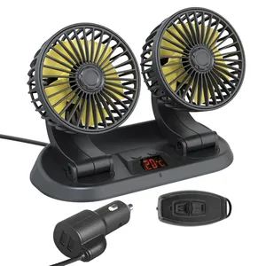 Fan araba kamyon otomobil araç 12V 24V DC araba iç aksesuarları USB çift kafa elektrikli Fan