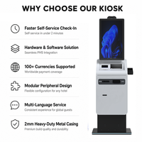 27 32 Zoll Touchscreen Selbstbedienungs-Hotel-Check-in-Zahlungskiosk mit RFID-Kartenspender QR-Scanner Belegdrucker CE ISO9001