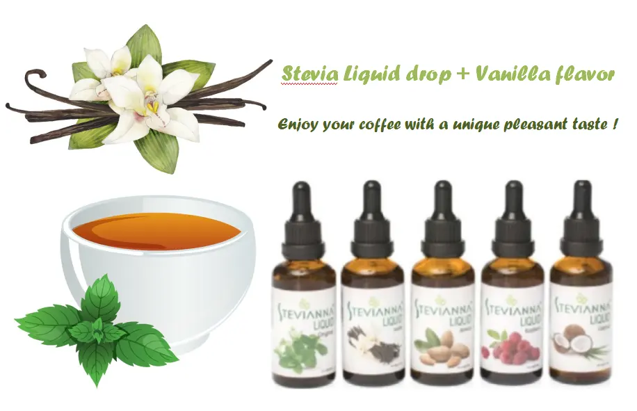 4 Tropfen für 1 Tasse Kaffee 30ml 50ml 60ml 100ml 120ml 237ml, Handelsmarke service Stevia Vanilla Liquid Drop