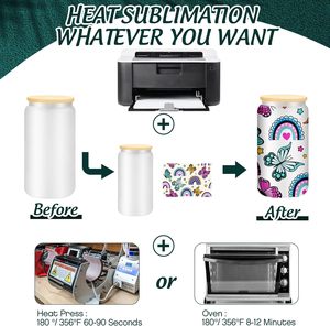 Entrepôt USA stocké 12oz 16oz clair givré sublimation blancs verre Mason Jar bière peut tasse en verre avec couvercle en <span class=keywords><strong>bambou</strong></span> et paille - Product Image 5