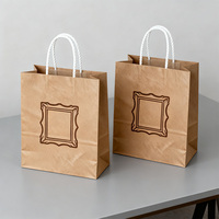 Sacs en papier kraft brun 150 g/m² recyclables pour cadeaux et plats à emporter, petite taille, poignée en corde de coton, fond carré