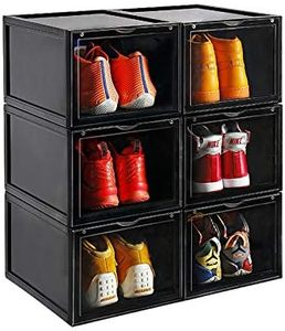 6 Pack Premium Modern Convertible Clear Plastic Sneaker <b>Shoe</b> <b>Storage</b> Box Foldable Stackable <b>Shoe</b> <b>Rack</b> - Product Image 2