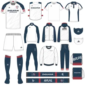 Zhouka Pakaian Olahraga Sublimasi Cetak Jersey Seri Pakaian Tim Sepak Bola Desain Baru OEM Desain Kustom Seragam Olahraga Sepak Bola Pria