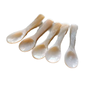 Cuchara de Nácar Natural con Mango de Resina, Hecha a Mano, Cuchara de Concha Marina para Café y Postre - Product Image 4