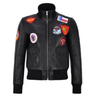 Veste d'aviateur pour femme en cuir Nappa noir vintage 100% authentique, style Top Gun, finition vintage, fermeture éclair YKK, personnalisable