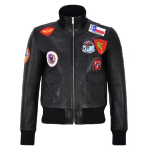 Chaqueta de aviador para mujer, personalizada, 100% cuero napa negro genuino, estilo Top Gun, acabado vintage, cremallera YKK, privada - Product Image 1