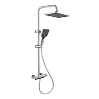Mitigeur eau chaude et froide nickelé, ensemble de douche trois fonctions pour appartement, avec cartouche céramique, jet doux, massage et buse de surpression