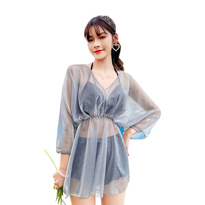 Traje <span class=keywords><strong>de</strong></span> Baño <span class=keywords><strong>de</strong></span> Tres Piezas con Blusa <span class=keywords><strong>de</strong></span> Playa, Estilo Conservador, 10% Nuevo, Bikini Europeo y Americano para Aguas Termales - Product Image 1