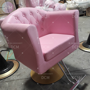 Meubles pour cheveux Ensemble de chaises de salon de coiffure Chaise de coiffure à couverture rose Chaises de salon de coiffure avec miroir - Product Image 4