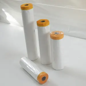 Overspray Car Masking Cover Plastic Film PE Pre Taped Masking Film Tape For Car Painting