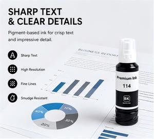 EBEST Bottiglia d'Inchiostro di Alta Qualità 114 Compatibile con Epson ECO Tank 8500 8550, Inchiostro a Base d'Acqua per <span class=keywords><strong>Stampanti</strong></span> a Colori - Product Image 4