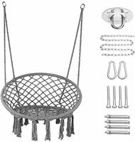 Fauteuil suspendu d'extérieur pour patio, chaise panier d'intérieur pour balcon, chaise hamac tressée à pompons