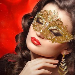 Masque de mascarade pour femmes, masque en métal, strass brillants, masque vénitien pour soirée, bal, <span class=keywords><strong>costume</strong></span> de bar, accessoire - Product Image 5