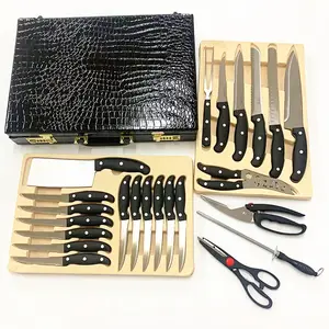 Set di coltelli professionali da 8 pollici da cucina in acciaio inossidabile da 25 pezzi con valigia