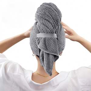 <b>Wholesale</b> Custom LOGO Large <b>Microfiber</b> <b>Hair</b> Drying Wrap With Elastic Band <b>Hair</b> <b>Towel</b> for Women Sleeping Long Wet <b>Hair</b> Anti - Product Image 1