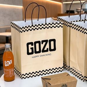 Custom Logo Eco-friendly Recyclable <b>Biodegradable</b> Restaurant Kraft <b>Paper</b> Bag for Fried Chicken Nuggets Takeaway Burger Fast Food - Product Image 4