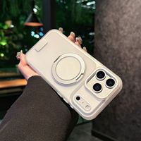 Coque de téléphone transparente mate magnétique de luxe pour iPhone 17 13 14 15 Pro Max 16 Plus 17 Air avec anneau de support à 360 ° housse antichoc