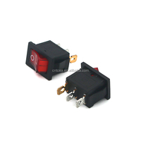 Interrupteur à bascule 2 positions marche/arrêt, 3 broches SPST, contact argenté, avec voyant LED, noir et rouge - Matériau PA66 pour applications étanches